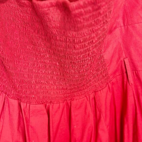 Ashley Stewart Red Strapless Smocked Back Pleated Tube A-Line Dress Size 16 - Picture 4 of 10